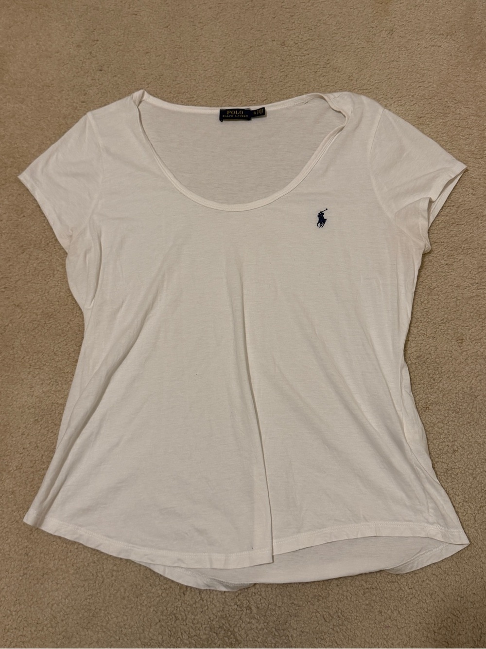Polo Ralph Lauren Women’s Cotton White Scoop Neck Logo Tee